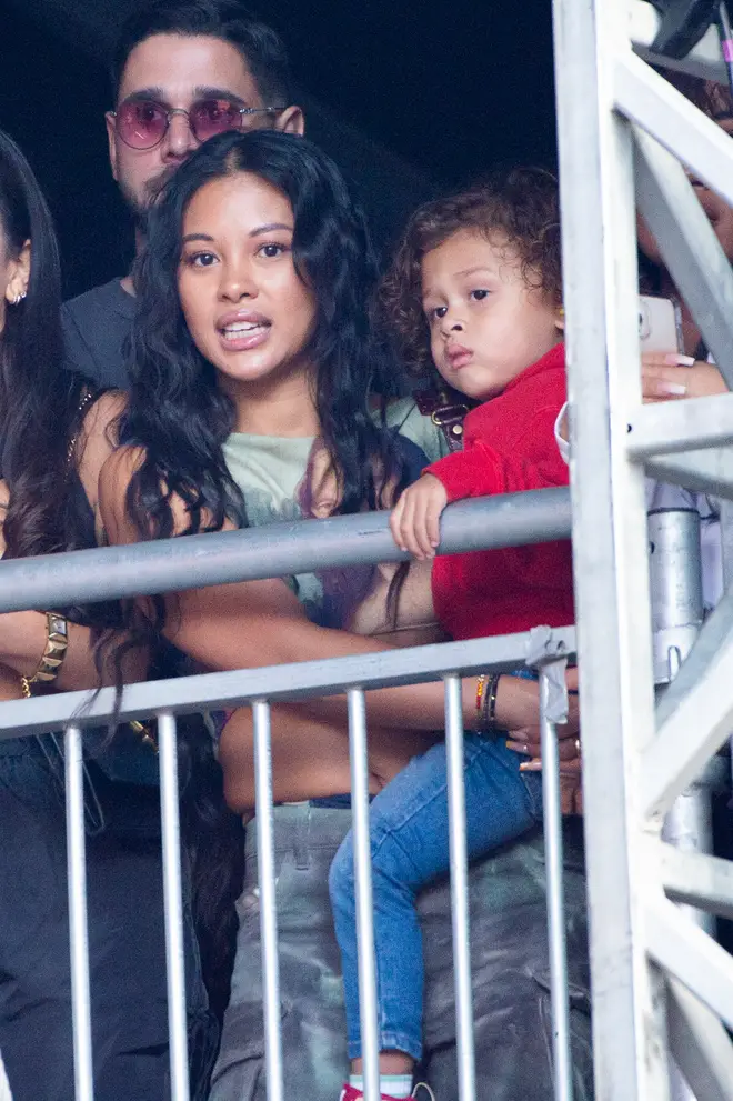 Ammika Harris pictured with her son Aeko, who she shares with Chris Brown.