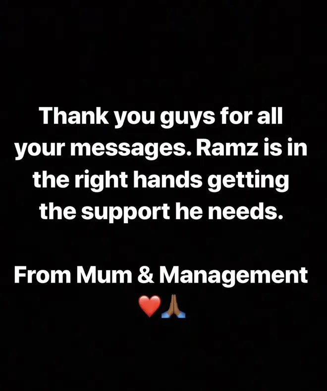 Ramz's mother and management issued a statement.