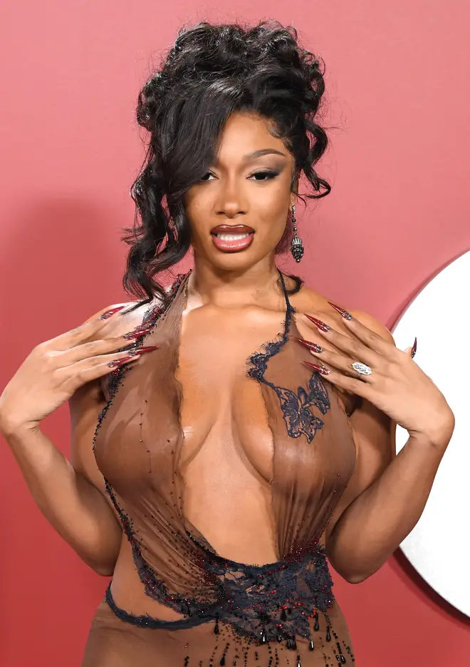 Megan Thee Stallion arrives at the 2023 GQ Men Of The Year at Bar Marmont on November 16, 2023 in Los Angeles, California.