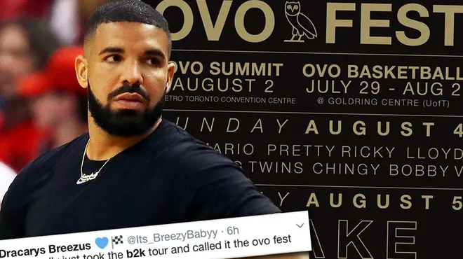 Drake has been mocked by fans for having similar acts on the OVO Fest lineup to the B2K Millennium Tour