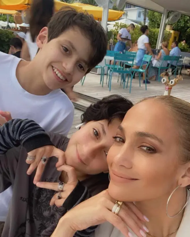 J-Lo pictured with her twins.