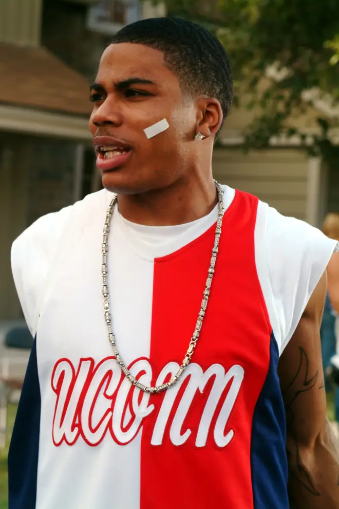Nelly pictured on the shoot for his hit song 'Dilemma'.