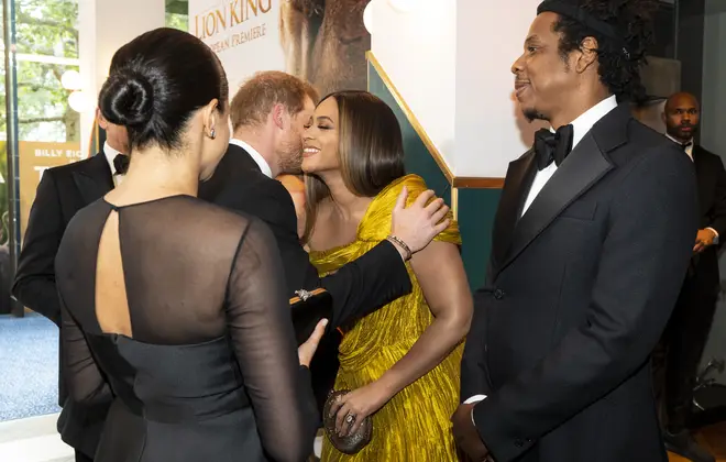 Prince Harry and Meghan Markle met Beyoncé and Jay-Z at the European premiere of The Lion King yesterday