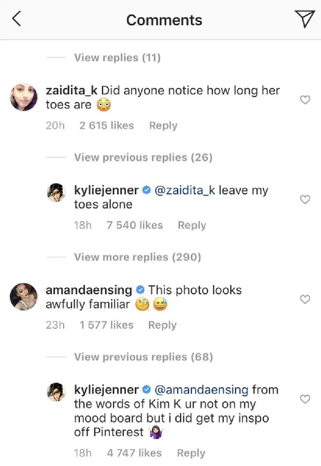Kylie Jenner claps back at her critiques underneath the Instagram comments