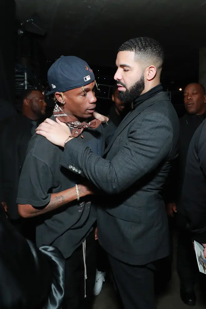 Travis Scott and Drake pictured in 2019.
