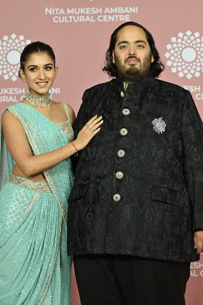 Anant Ambani (R) son of Indian businessman Mukesh Dhirubhai Amani, and his wife Radhika Merchant