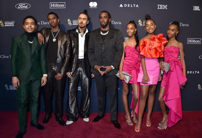 Diddy pictured with 6 out of his 7 children.