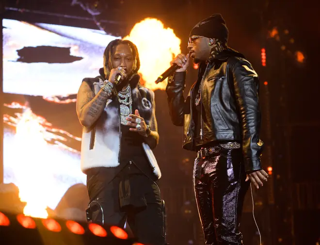 Future and Metro Boomin perform during Future & Friends "One Big Party Tour" at State Farm Arena on January 14, 2023