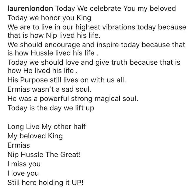 "Today We celebrate You my beloved  Today we honor you King," wrote Lauren.