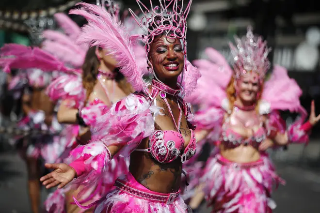 The main parade at Notting Hill Carnival is a colourful array of dancers, music and good vibes.