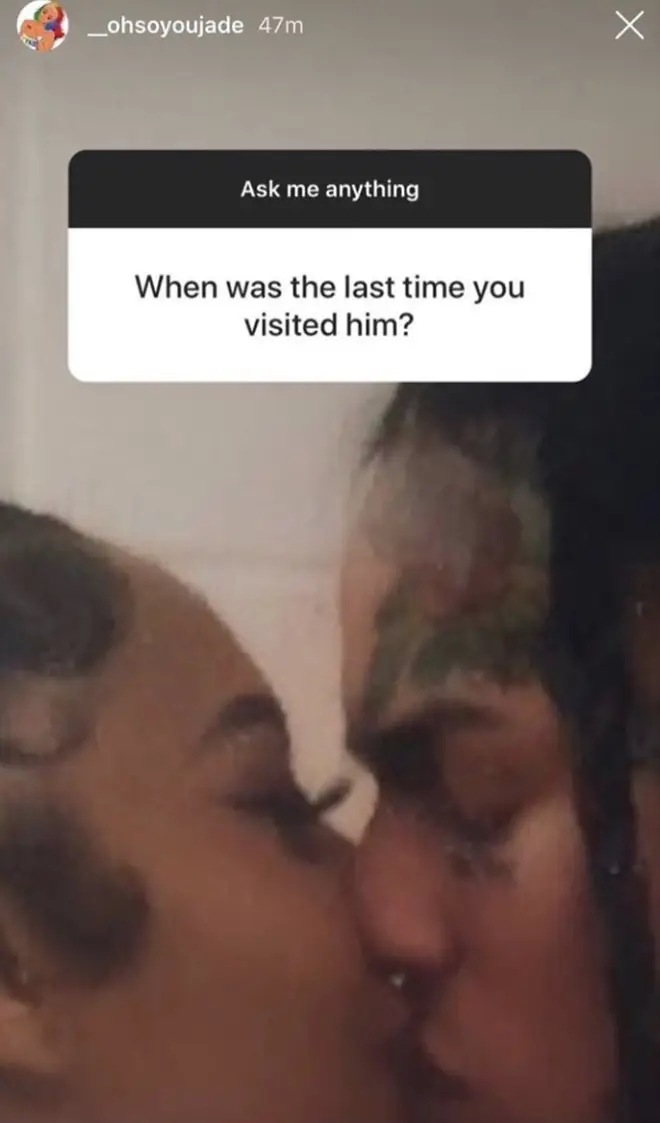 Jade responded to a fans question with a photo of herself and Tekashi 6ix9ine behind bars