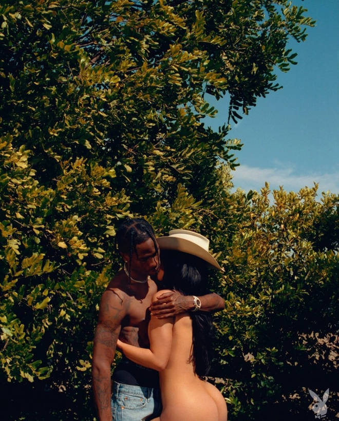 "When Houston meets LA .." Kylie captioned the snap of her and Travis, taken from her upcoming Playboy shoot.