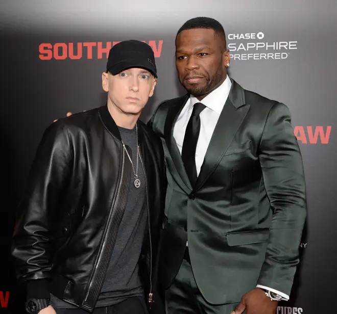 50 Cen confirmed to radio station Real 92.3 that Eminem has been cooking up some new music. (The pair pictured here in July 2015.)