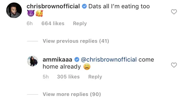 Breezy flirts with Ammika on Instagram