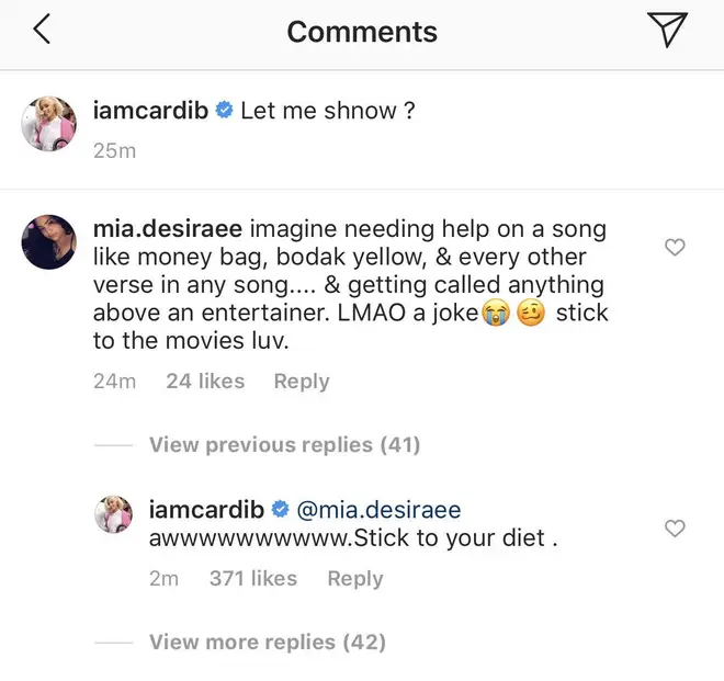 Cardi responded to a user trolling her songwriting skills by telling her to "stick to [her] diet."