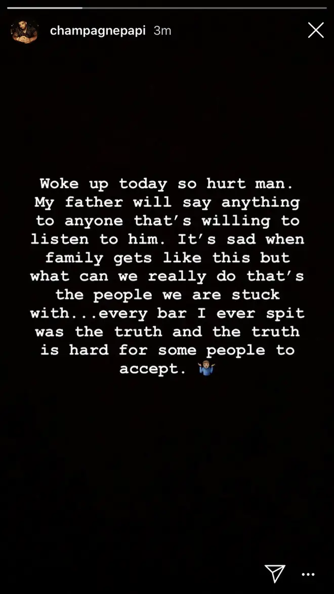 Drake responds to his father's comments on Instagram Stories
