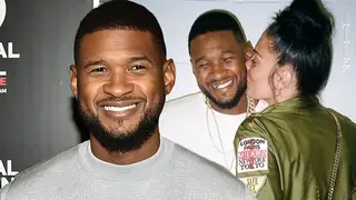 Usher was pictured capturing a kiss from a mystery girl.