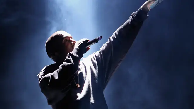 Kanye West performing in New York City.