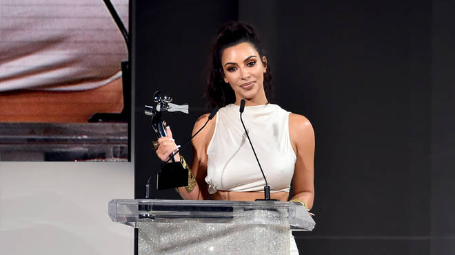 Kim Kardashian West accepts the Influencer Award during the 2018 CFDA Fashion Awards.