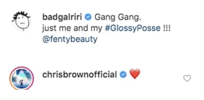 Brown also commented on the post with a love heart emoji.