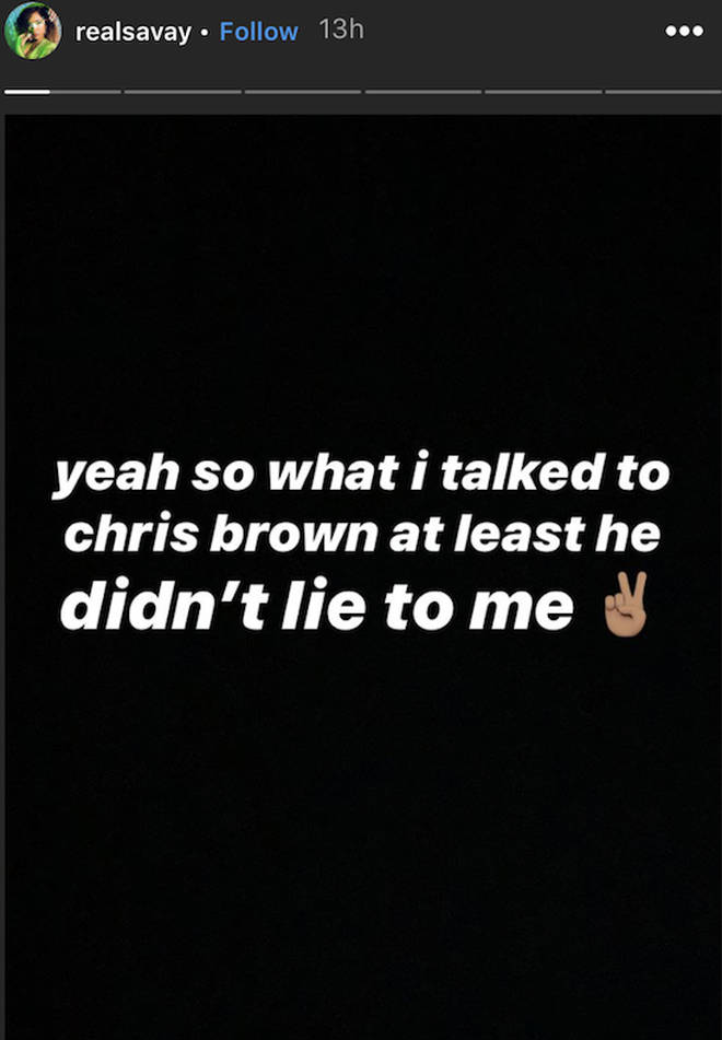 Savay admits she speaks to Chris Brown