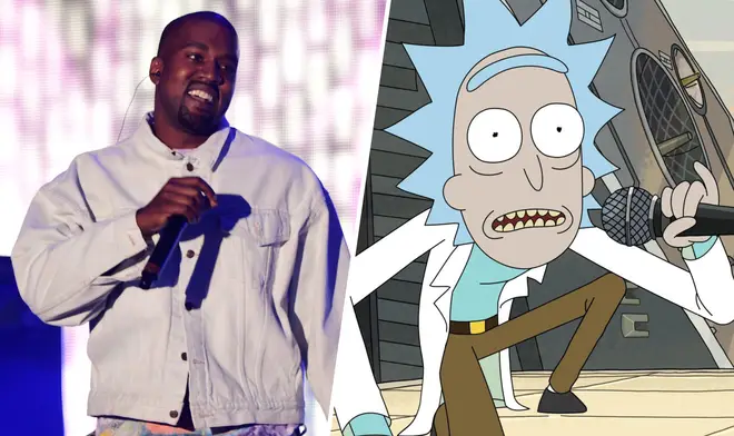 Kanye West Rick and Morty composite