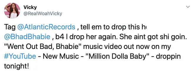 Woah Vicky urged Atlantic Records to drop Bregoli from their label before promoting her new music.
